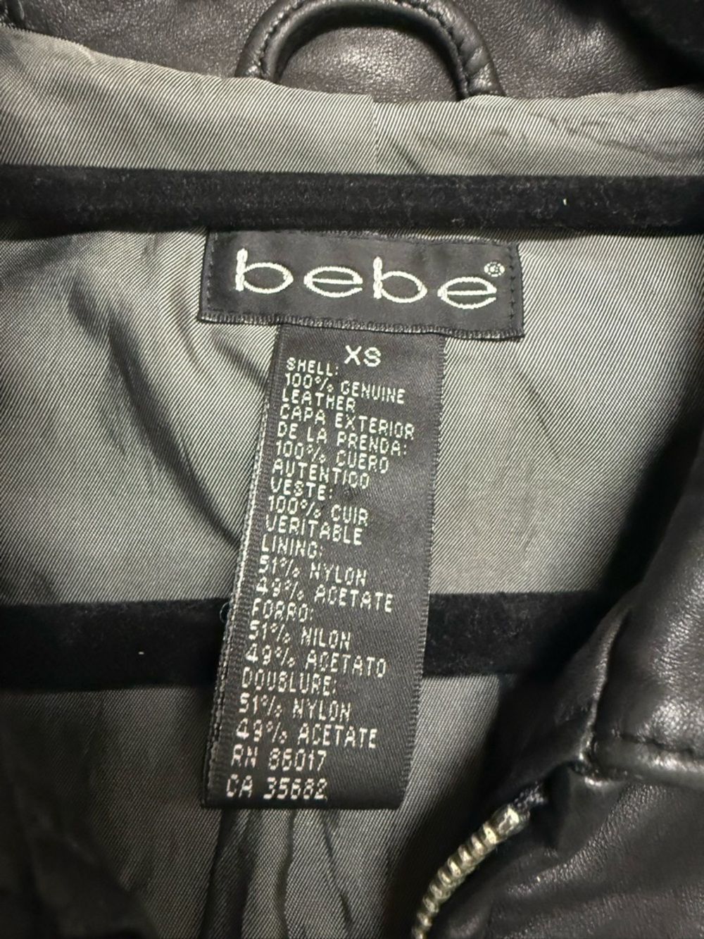 bebe Black Leather Zip Jacket - Picture 5 of 5